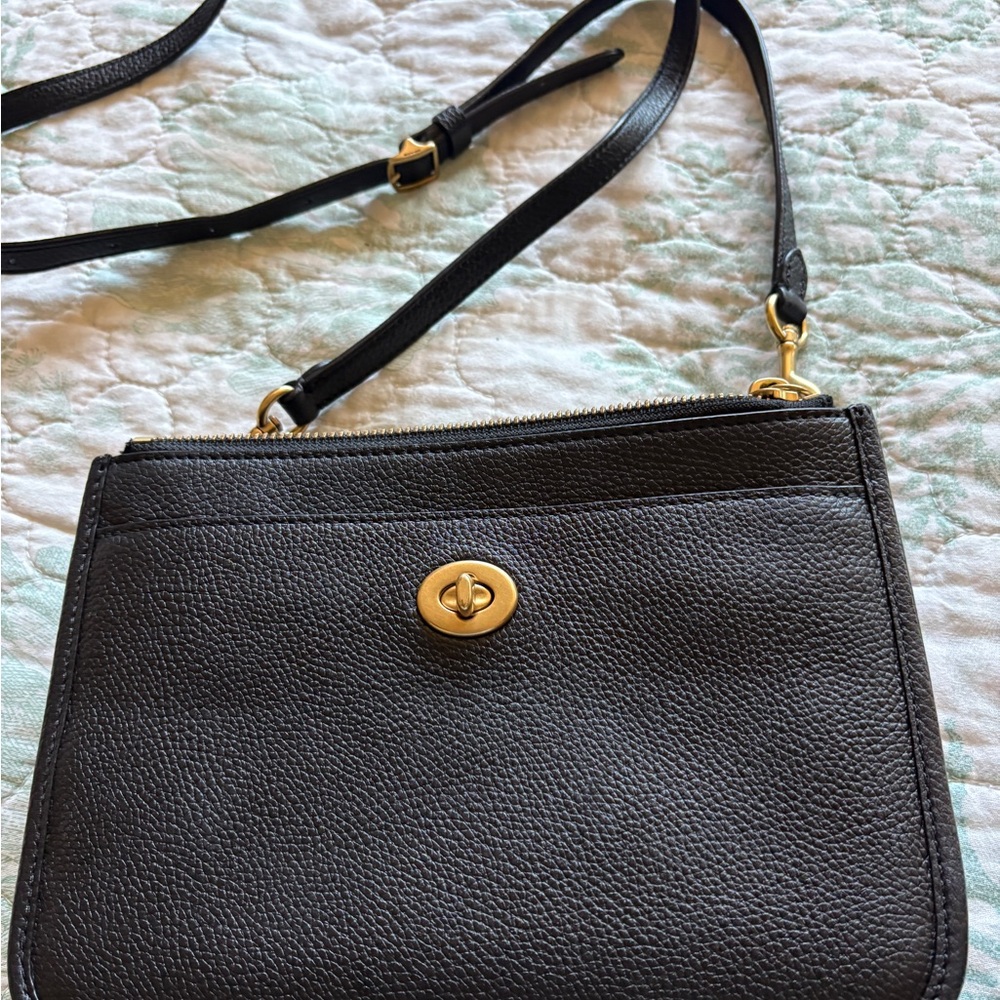 Coach black leather crossbody